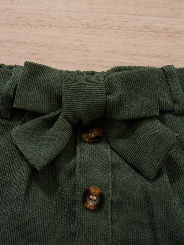 Toddler Girls Rib Knit Ruffle Trim Top & Belted Skirt SHE