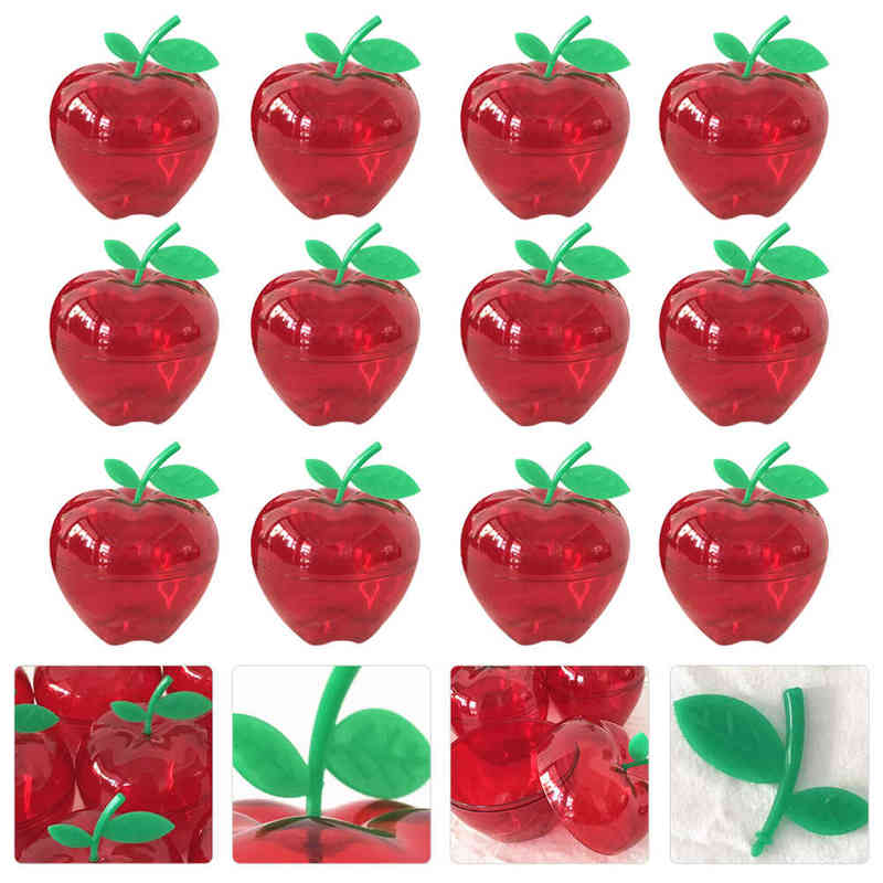 12pcs Christmas Plastic Apple-shaped Chocolate Candy Box Storage Box Red AA220318