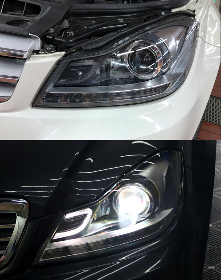 Auto Car Head Light Parts For W204 C200 C300 C Style Modified LED Xenon Lamps Headlights Daytime Running Lights