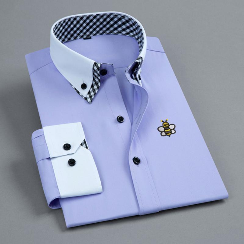 Men's Dress Shirts Mens Christian CD Bee Embroidery Male Button Up Blouse Tops Covered Business Standard-fit Long Sleeve, Pink 
Men's Dress Shirts Mens Christian CD Bee Embroidery Male Button Up Blouse Tops Covered Business Standard-fit Long Sleeve, Pink