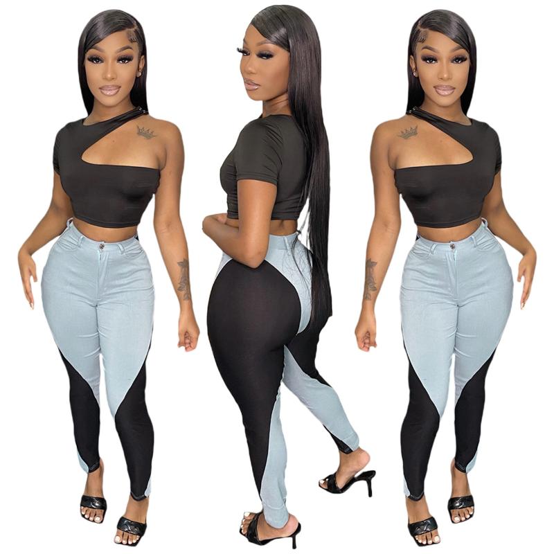 Women' Two Piece Pants Sexy Set Tracksuit Women Club Outfits Mesh Splicing Pant Black One Shoulder Crop Top Sweat Suits Matching
Women' Two Piece Pants Sexy Set Tracksuit Women Club Outfits Mesh Splicing Pant Black One Shoulder Crop Top Sweat Suits Matching