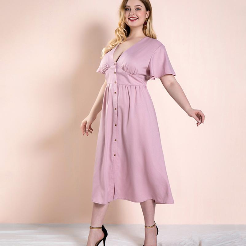 Plus Size Dresses Women's V-neck Pink Long Shirt Dress With Buttons Sweet One Piece Summer 2022 Ladies Drawstring CasualPlus
Plus Size Dresses Women's V-neck Pink Long Shirt Dress With Buttons Sweet One Piece Summer 2022 Ladies Drawstring CasualPlus