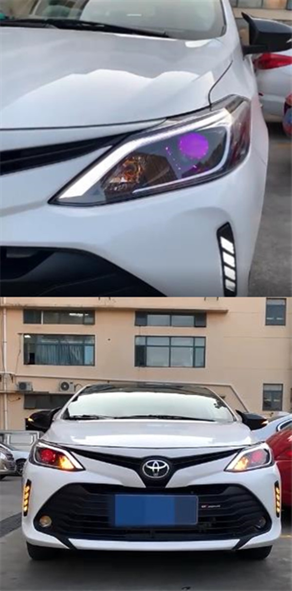 High Beam Head Lamp For Toyota Vios LED Headlight 20 17-19 Blue DRL Turn Signal Dual-beam Lens LED Running Lights