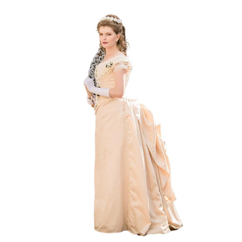 Victorian Champagne Wedding Dress Ballroom Gothic 3D Floral lace-up Bustle Wedding Gowns