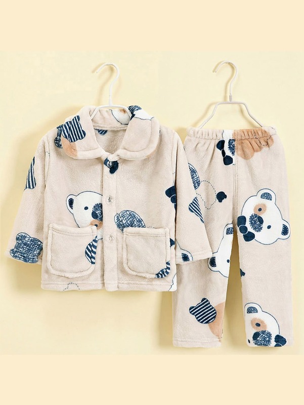 Toddler Boys Cartoon Bear Graphic Teddy PJ Set SHE