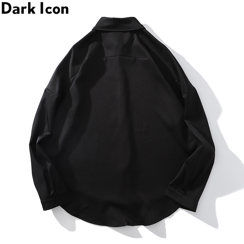 Dark Icon Printed Long Sleeve Shirts Men Oversized Men's Shirts Streetwear Men's Shirt 220401