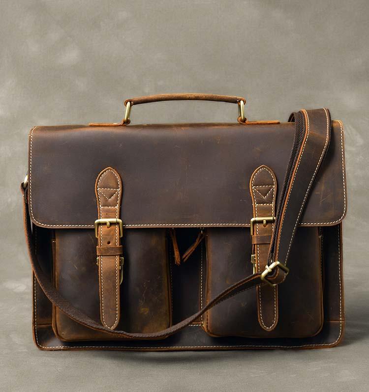 Briefcases Mens Briefcase Handbag Shoulder Messenger Bag Crazy Horse Leather Genuine Vintage For Male Men 1061, Brown
Briefcases Mens Briefcase Handbag Shoulder Messenger Bag Crazy Horse Leather Genuine Vintage For Male Men 1061, Brown