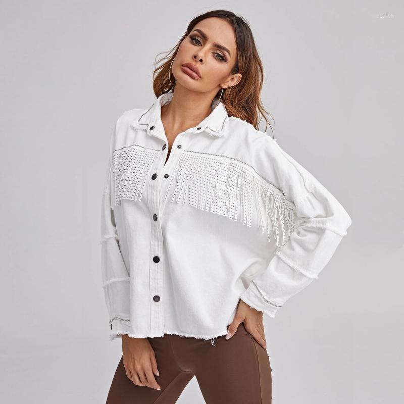 Women' Jackets 2022 Cowboy Jacket Wear Old Fringe Women, Rice white
Women' Jackets 2022 Cowboy Jacket Wear Old Fringe Women, Rice white