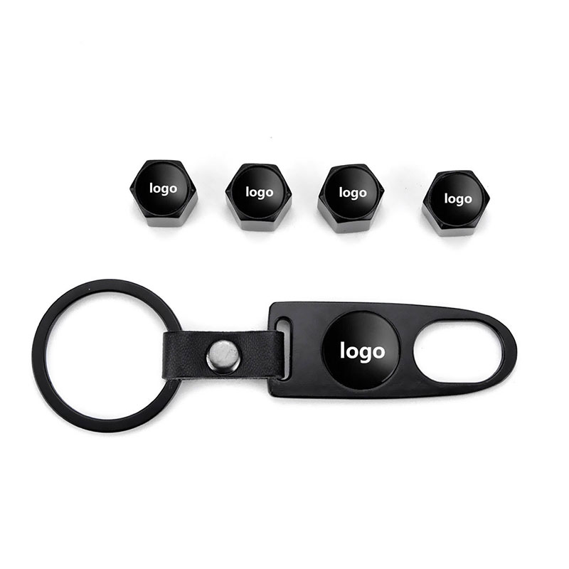 Car Tire Valves Stems Caps Nut Keychain Wrench buckle Car Wheel valve Cover modified Set
