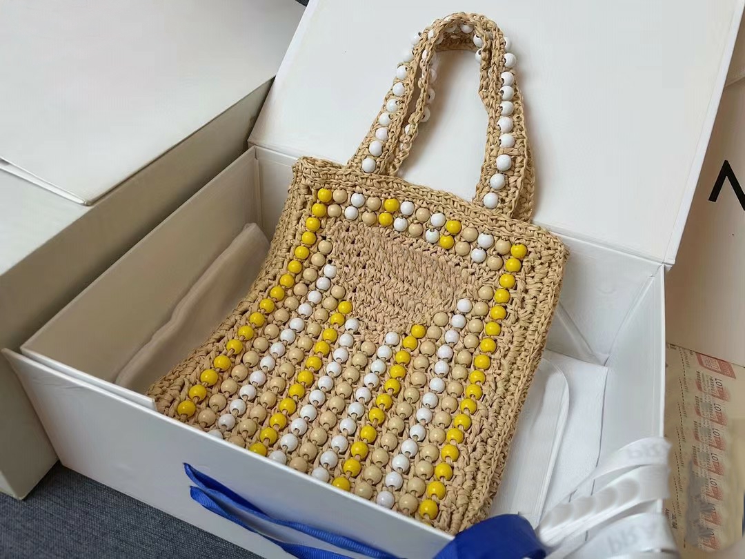 Colorful Wooden Beads Beach Bags Women Wood Ball Tote Straw Beachs Bag Apricot Handmade Raffia Shoulder Bag Summer Travel Handbags Embroidery Letter Triangle Totes, Other colors 
Colorful Wooden Beads Beach Bags Women Wood Ball Tote Straw Beachs Bag Apricot Handmade Raffia Shoulder Bag Summer Travel Handbags Embroidery Letter Triangle Totes, Other colors