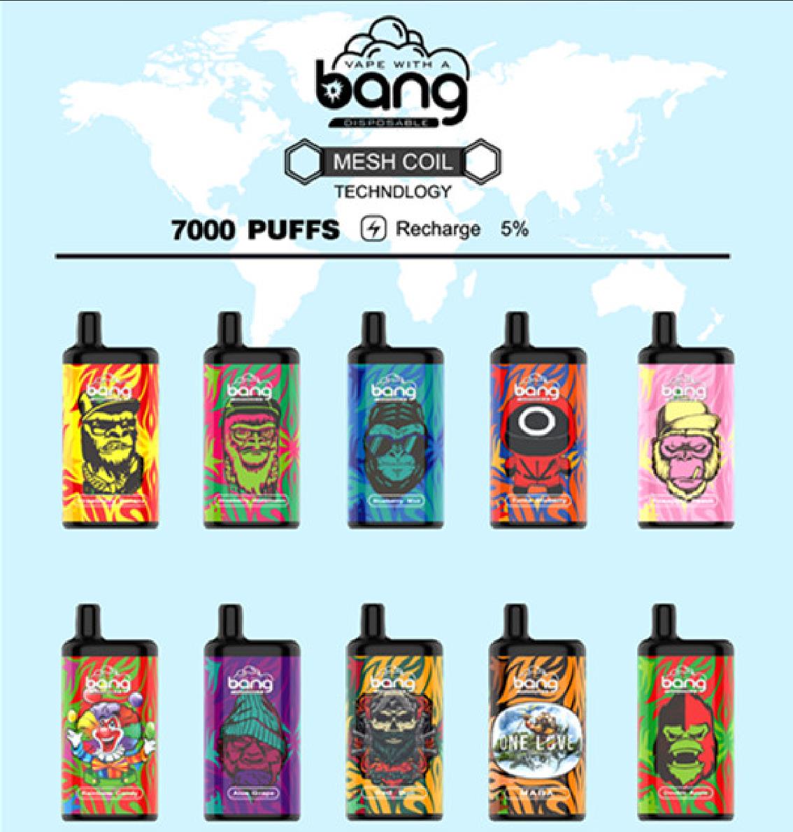Original Bang Mesh Coil 7000 Puffs Bars Disposable E cigarettes Vape Pen 15ml Pre-filled Pod Cartridge Rechargeable Battery Savage max cup 6000 puff vapes bar WDG MINI
Original Bang Mesh Coil 7000 Puffs Bars Disposable E cigarettes Vape Pen 15ml Pre-filled Pod Cartridge Rechargeable Battery Savage max cup 6000 puff vapes bar WDG MINI