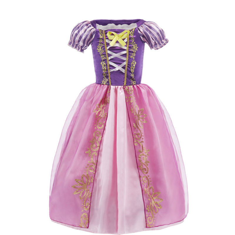 Little Girls Rapunzel Dress Kids Summer Princess Costume Tangled Dress Up Children Halloween Christmas Party Clothes 2-10 Years 220324
