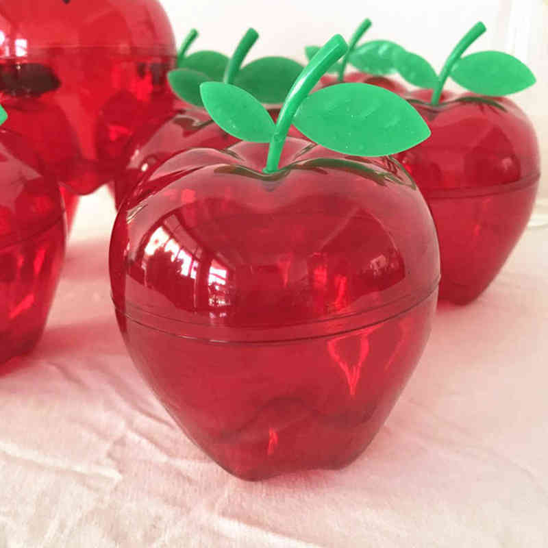 12pcs Christmas Plastic Apple-shaped Chocolate Candy Box Storage Box Red AA220318