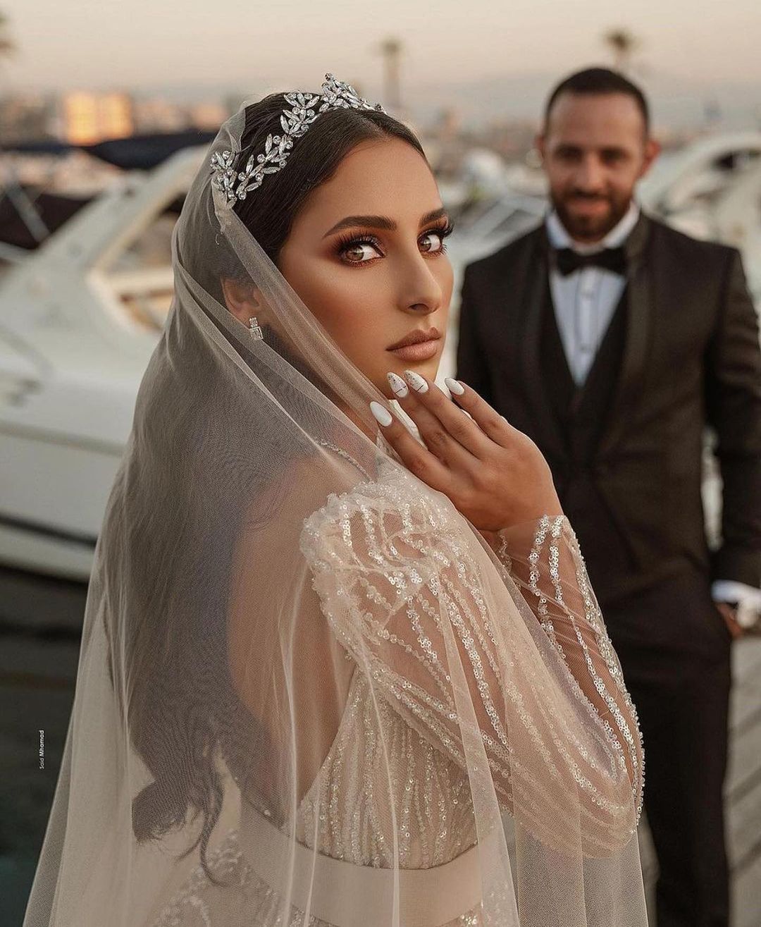 Gorgeous Sequined Mermaid Wedding Dress Sexy Full length High Split Bridal Gowns Custom Made Detachable Train Marriage Dresses Vestido De Novia