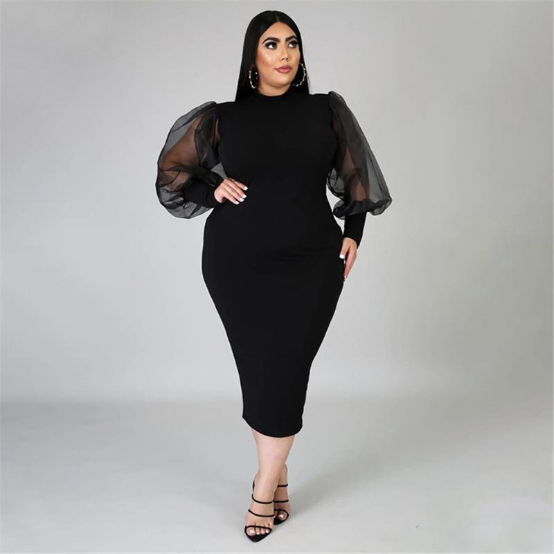 Plus Size Dresses Dress Mesh See-Through Sleeve Solid Black Bodycon Summer Crew Neck Spring 2022 Curve Sheath Office Lady Midi DressPlus
Plus Size Dresses Dress Mesh See-Through Sleeve Solid Black Bodycon Summer Crew Neck Spring 2022 Curve Sheath Office Lady Midi DressPlus