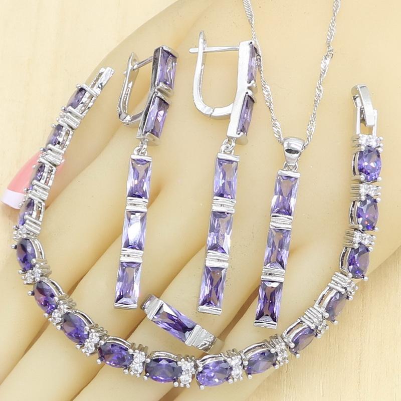 Earrings & Necklace Classic Purple Zirconia Silver Color Jewelry Sets For Women Bracelet Long Rings Pendant Gift BoxEarrings, As pic
Earrings & Necklace Classic Purple Zirconia Silver Color Jewelry Sets For Women Bracelet Long Rings Pendant Gift BoxEarrings, As pic