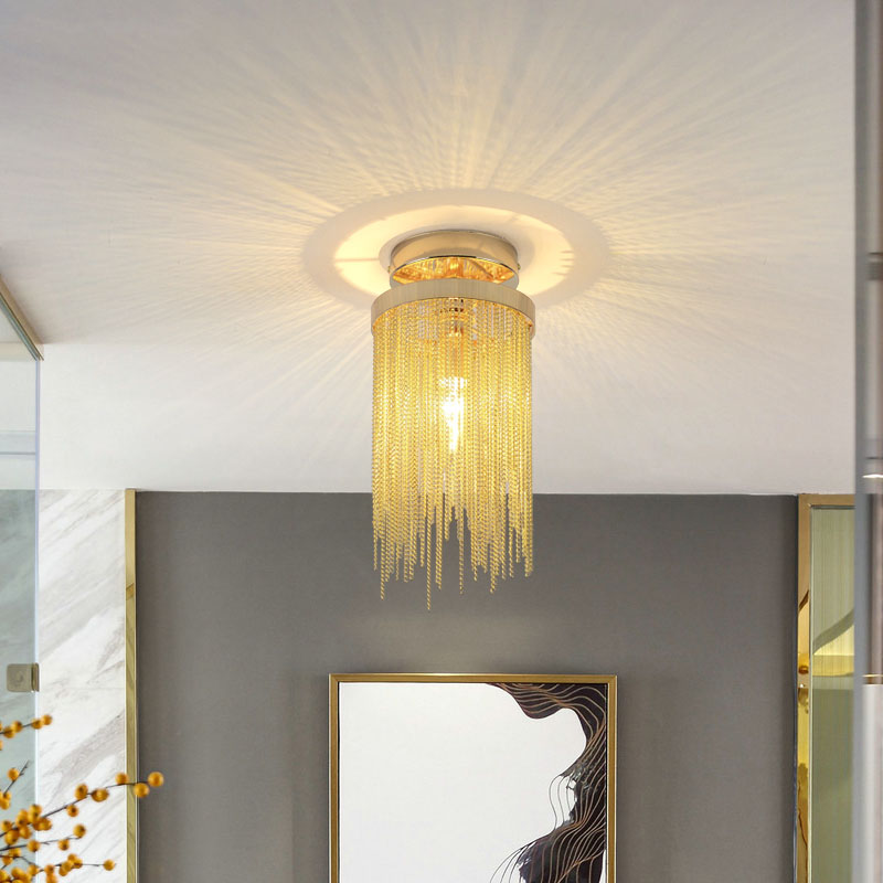 Gold/Silver Modern Pendant Lamps Bedroom Dining Room Decoration Tassel Chain Kitchen LED Pendant Lamp Hallway Indoor Lighting