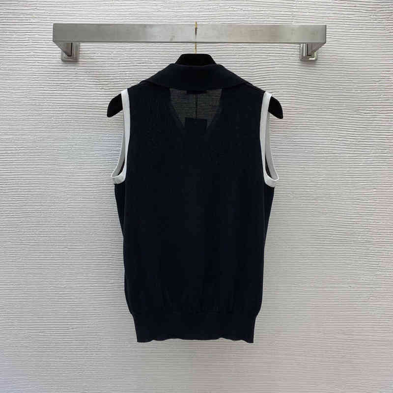 Women's Tanks & Camis New summer cool breathable thin fine yarn fabric chest embroidery contrast polo collar sweater