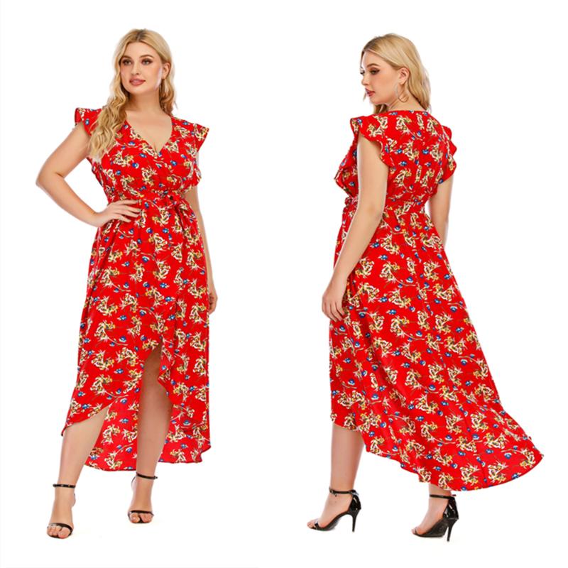 Plus Size Dresses 2022 Ladies Summer European And American Style V-Neck Short Sleeve Printed Beach Dress For Women, Red
Plus Size Dresses 2022 Ladies Summer European And American Style V-Neck Short Sleeve Printed Beach Dress For Women, Red