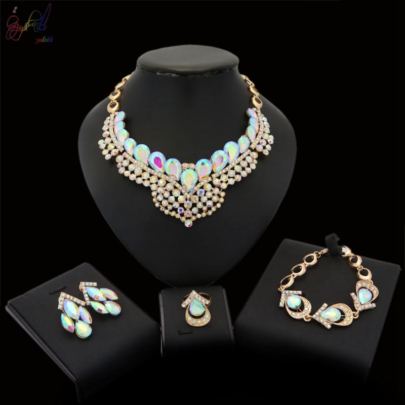 Earrings & Necklace Yulaili Elegant Women Gold Color Bracelet Ring For Pretty Bride Jewelry Sets Wedding AccessoriesEarrings, As pic
Earrings & Necklace Yulaili Elegant Women Gold Color Bracelet Ring For Pretty Bride Jewelry Sets Wedding AccessoriesEarrings, As pic