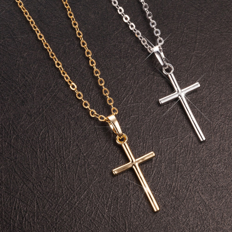 Fashion Cross Pendants Gold Color Crystal Cross Pendant Necklace Jewelry For Men/Women Wholesale
