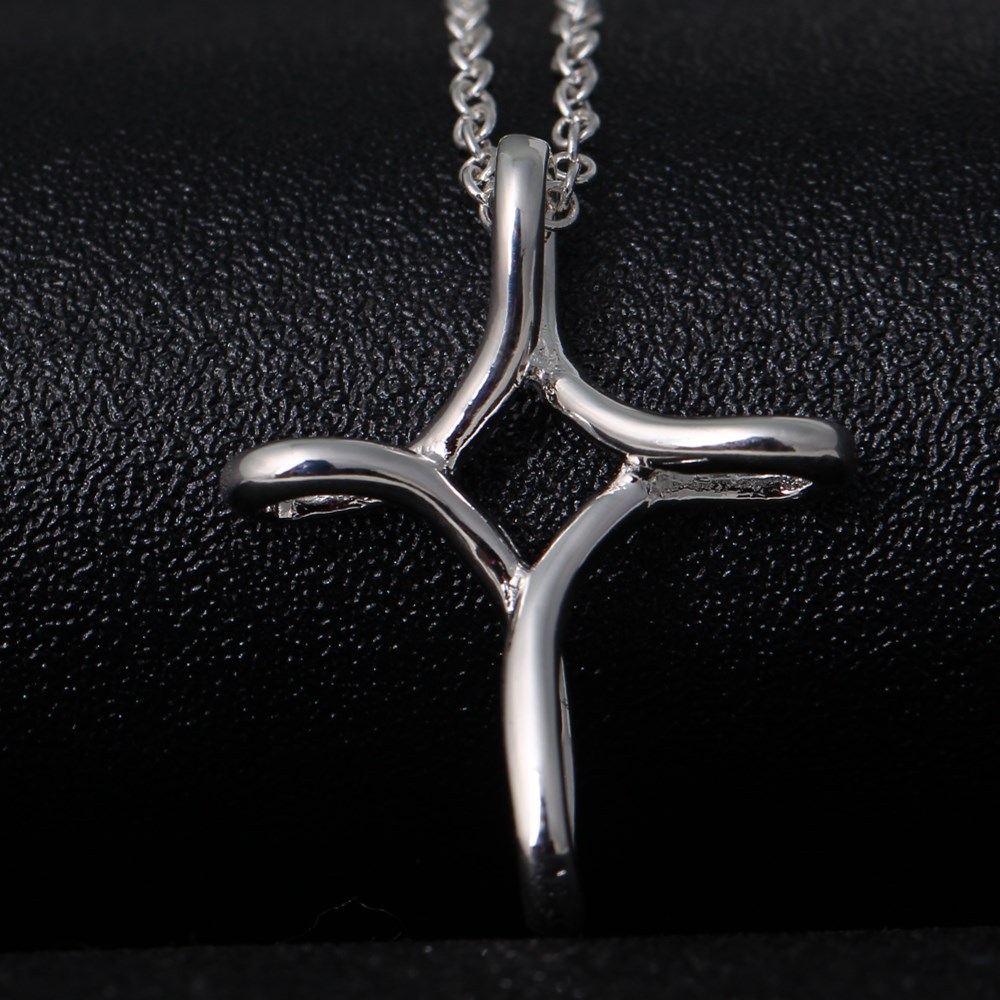 S925 Sterling Silver Plated Twisted Hollow Out Cross Pendent Necklace for Women Christian Jewelry Nice Gift Wholesale Price