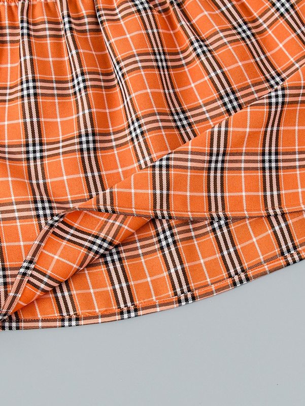 Toddler Girls Car & Slogan Graphic Tee & Plaid Print Skirt SHE