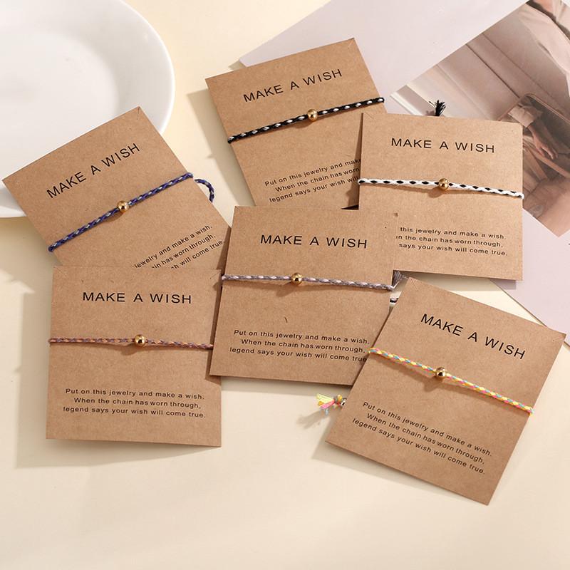 Charm Bracelets Make Wish Paper Card Hand-woven Lucky Red String Bracelet Gold Color Stainless Steel Beads For Women Friendship JewelryCharm 
Charm Bracelets Make Wish Paper Card Hand-woven Lucky Red String Bracelet Gold Color Stainless Steel Beads For Women Friendship JewelryCharm