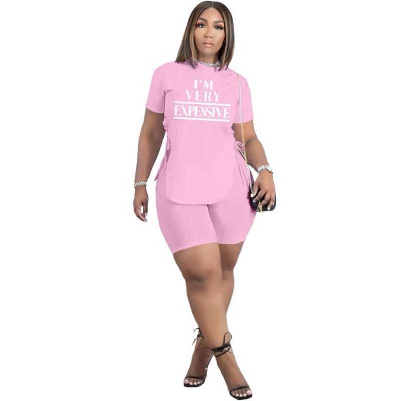 Plus Size Summer Women Tracksuits Solid T-shirt + short Pants Ripped Jogger Suits 2 PCS Sets Letter Printed Outfits S-4XL Designer Clothing