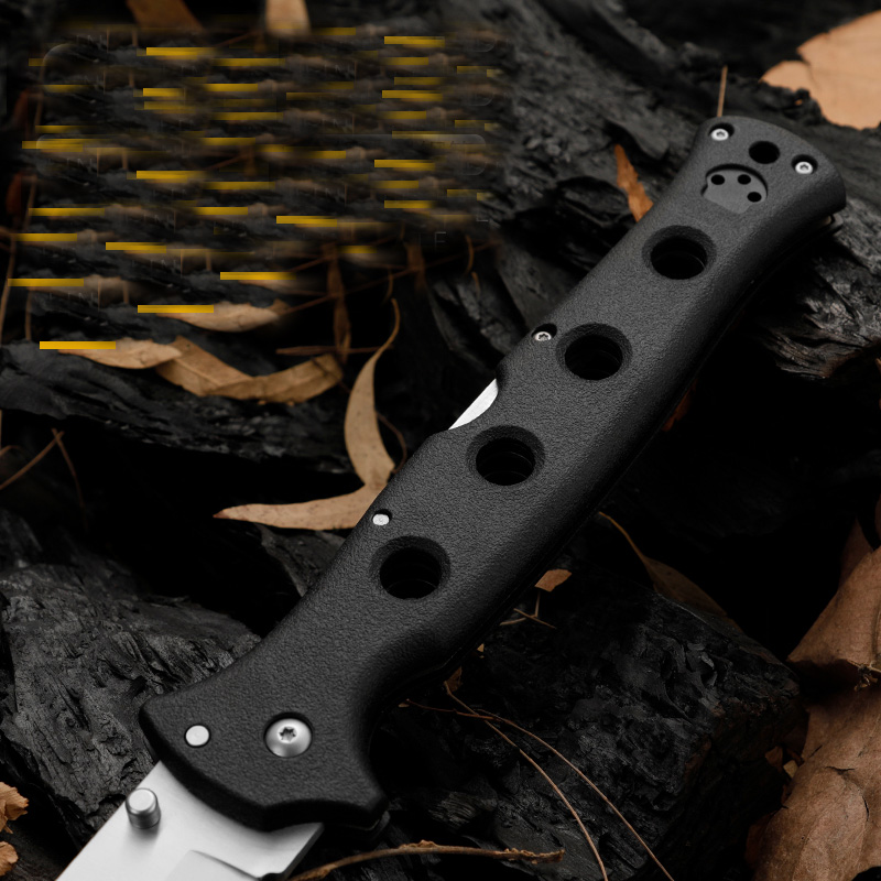 10ACXC Folding Knife AUS10A Satin Blade Griv-Ex Stainless Steel Sheet Handle Survival Tactical Folder Knives with Retail Box