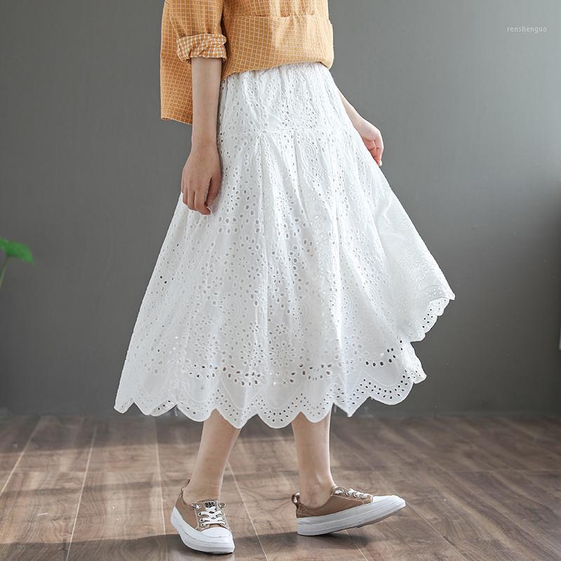 Skirts 3 Colors--Japanese Retro Loose Solid Color Skirt Female Elastic Waist Hollow Out Embroidery Cotton, Black
Skirts 3 Colors--Japanese Retro Loose Solid Color Skirt Female Elastic Waist Hollow Out Embroidery Cotton, Black