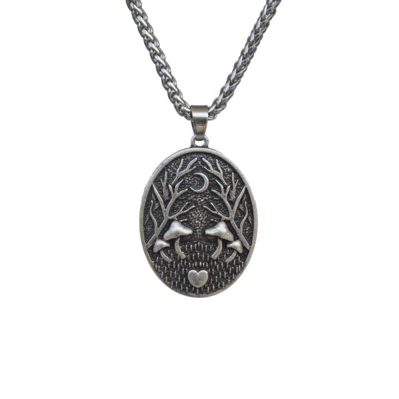 Pendant Necklaces Mushroom And Moon Necklace For Women Jewelry
