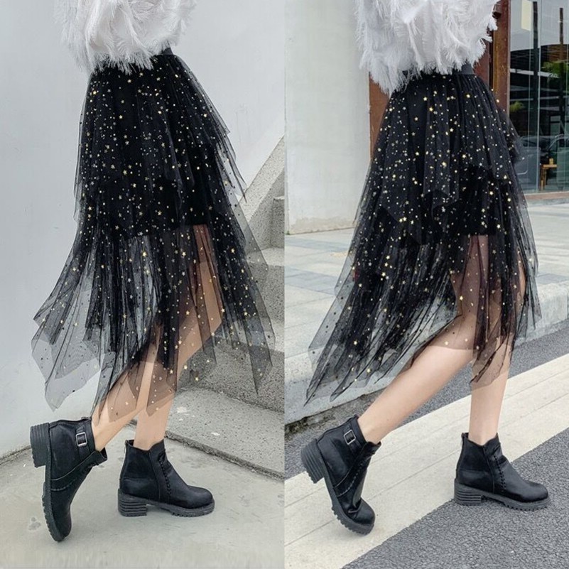 Summer Women KneeLength Pleated Skirt kawaii Star Sequin Chic Skirt Swing Irregular Shining Beading Tulle Woman Fashion Skirts Y200326, Pink
Summer Women KneeLength Pleated Skirt kawaii Star Sequin Chic Skirt Swing Irregular Shining Beading Tulle Woman Fashion Skirts Y200326, Pink