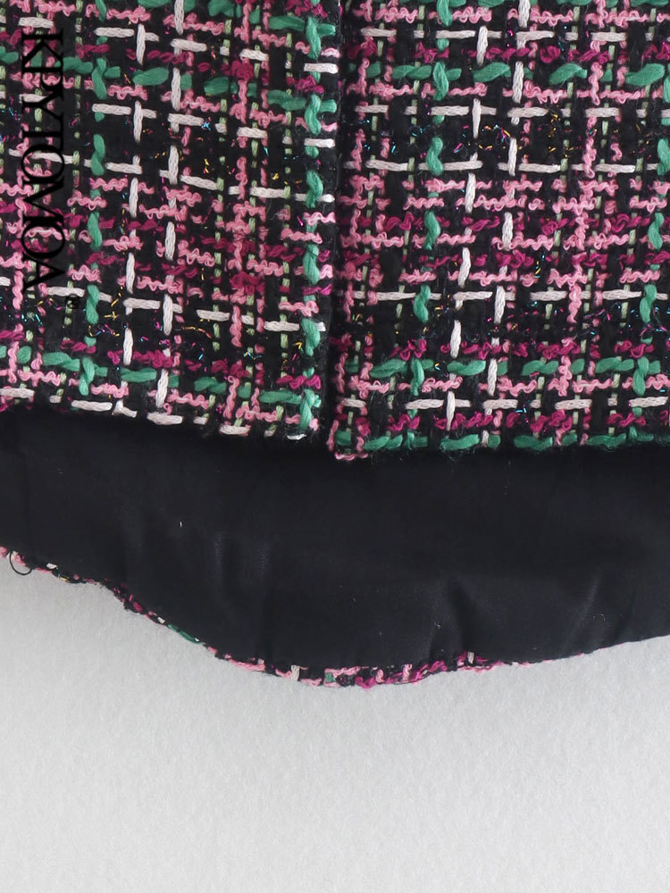 KPYTOMOA Women Fashion With Sweetheart Neck Tweed Tank Tops Vintage Backless Zipper Female Camis Mujer 220325