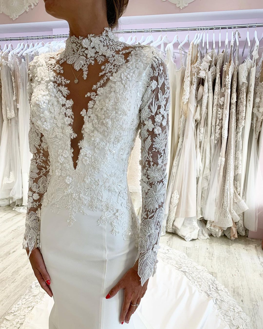 3D Floral Mermaid Wedding Dresses Beads High Neck Long Sleeve Lace Appliques African Arabic Wed Bridal Gowns Plus Size