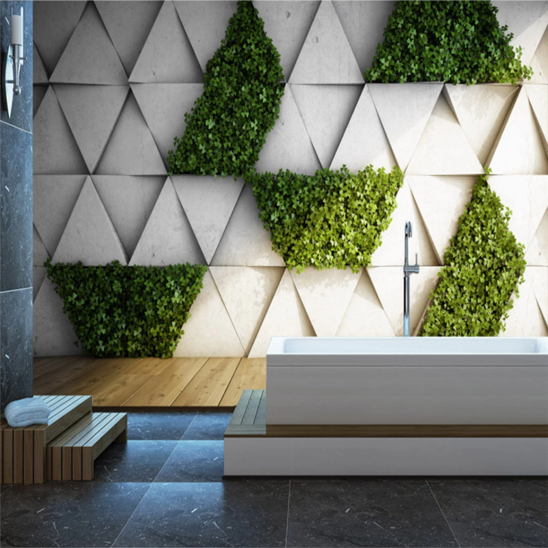 Custom Mural Wallpaper Abstract Plant Geometric Four-Leaf Clover Square Tv Background Wall Painting