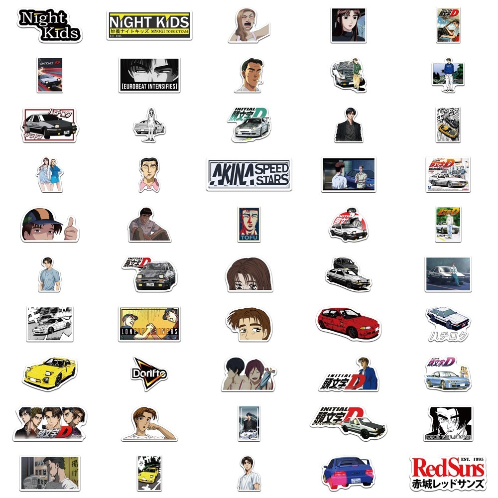 New Waterproof 10/30/50/100PCS Initial D Anime Stickers Graffiti Decals Car Phone Bike Guitar Luggage Laptop Cool Kid Toy Sticker sticker
