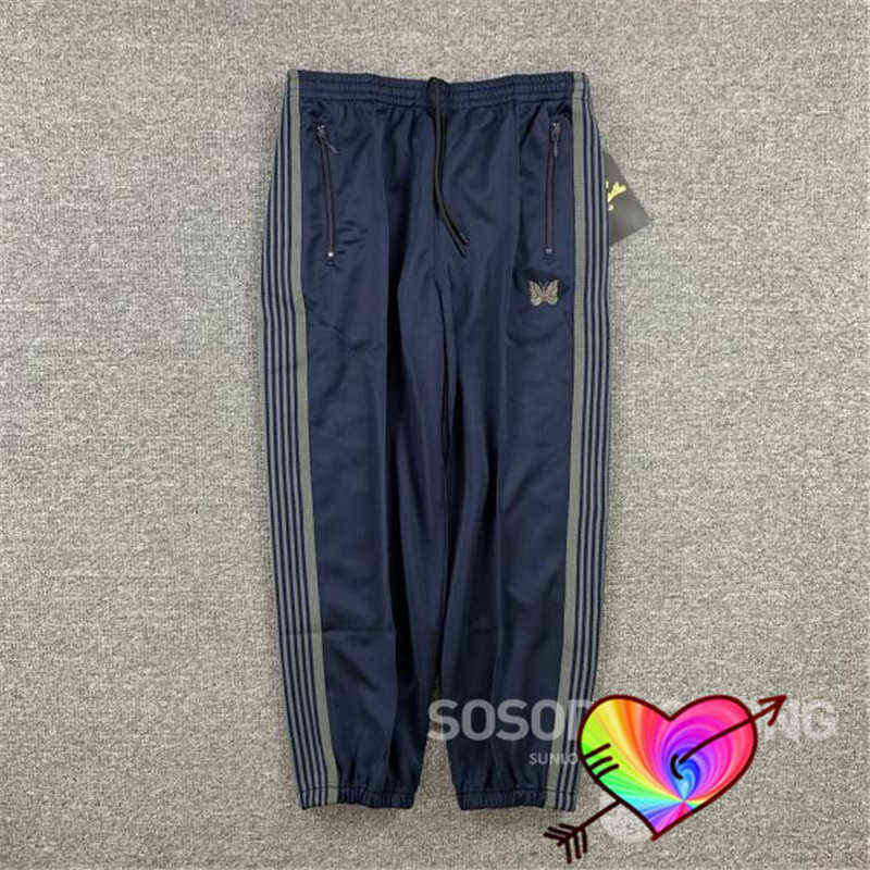 2022 Needles Pencil Pants Men Women High Quality Leg Zipper Needles Pants Butterfly Embroidered Double Stripe Trousers T220803 - view 3