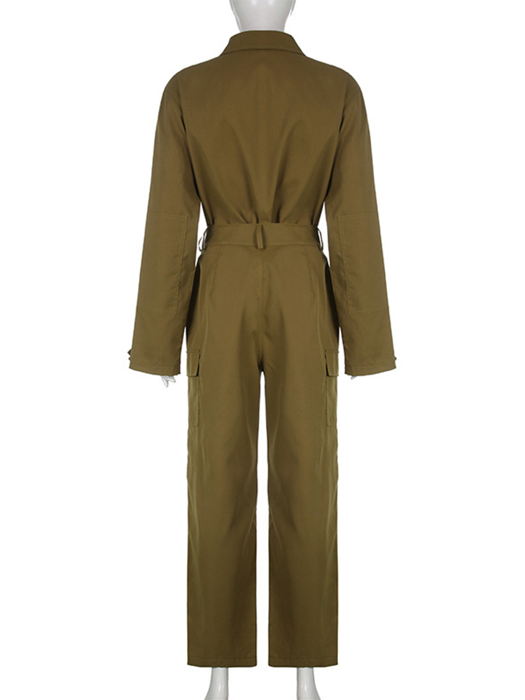 Women Cargo Pants Streetwear Suits Solid SingleBreasted Lapel Coat Straight Sweatpants Vintage Autumn Streetwear Two Pieces Set 220817