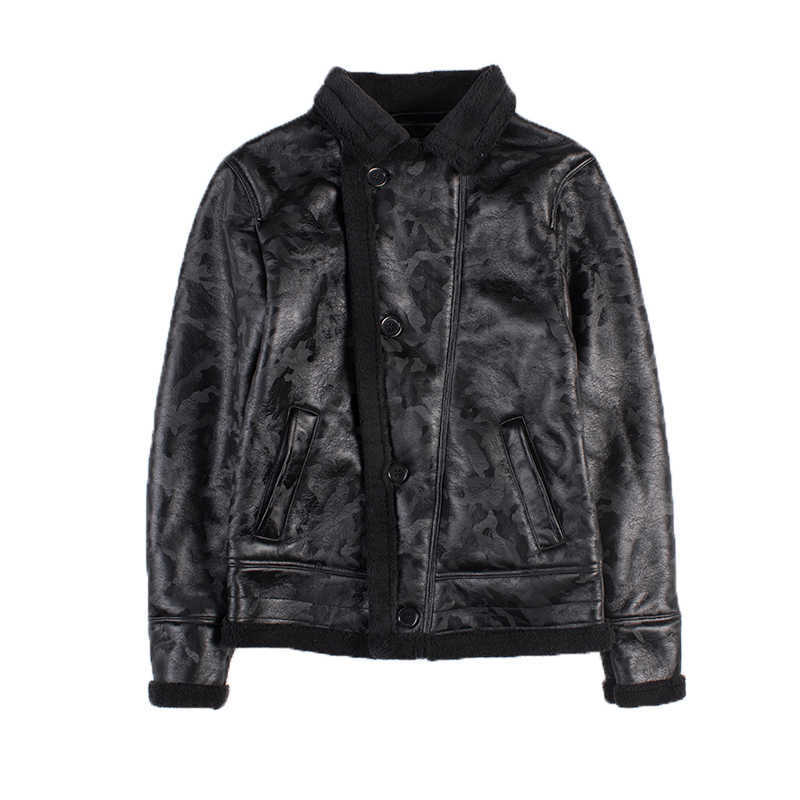 Men' Jackets European and American men' new black camouflage pattern imitation fur integrated lamb wool collar thickened warm Pu jacket
Men' Jackets European and American men' new black camouflage pattern imitation fur integrated lamb wool collar thickened warm Pu jacket