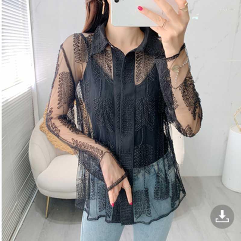 Women' Blouses & Shirts Spring And Summer Fashion Perspective Mesh Embroidery Shirt Tops Women Lapel Long Sleeve Covered Button BlousesWome, Picture color
Women' Blouses & Shirts Spring And Summer Fashion Perspective Mesh Embroidery Shirt Tops Women Lapel Long Sleeve Covered Button BlousesWome, Picture color