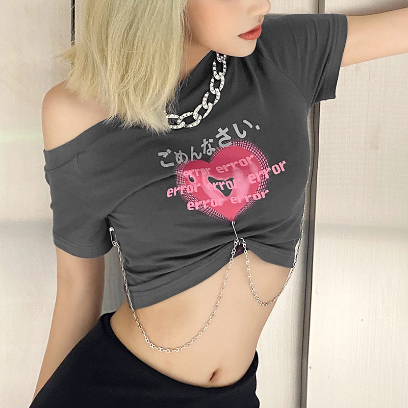 2022 summer new womens T-shirt fashion sexy navel short-sleeved European and American style solid color slim-fit printed top round neck casual high-quality clothes, Gray
2022 summer new womens T-shirt fashion sexy navel short-sleeved European and American style solid color slim-fit printed top round neck casual high-quality clothes, Gray