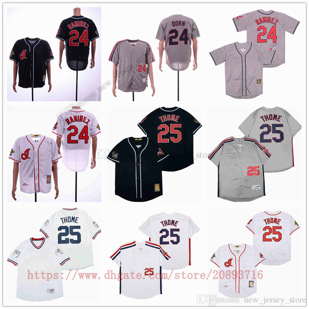 Movie Vintage Baseball Jerseys Wears Stitched 24 MannyRamirez 25 JimThome 28 CoreyKluber 30 NavyBlue All Stitched Breathable Sport Sale High Quality Jersey