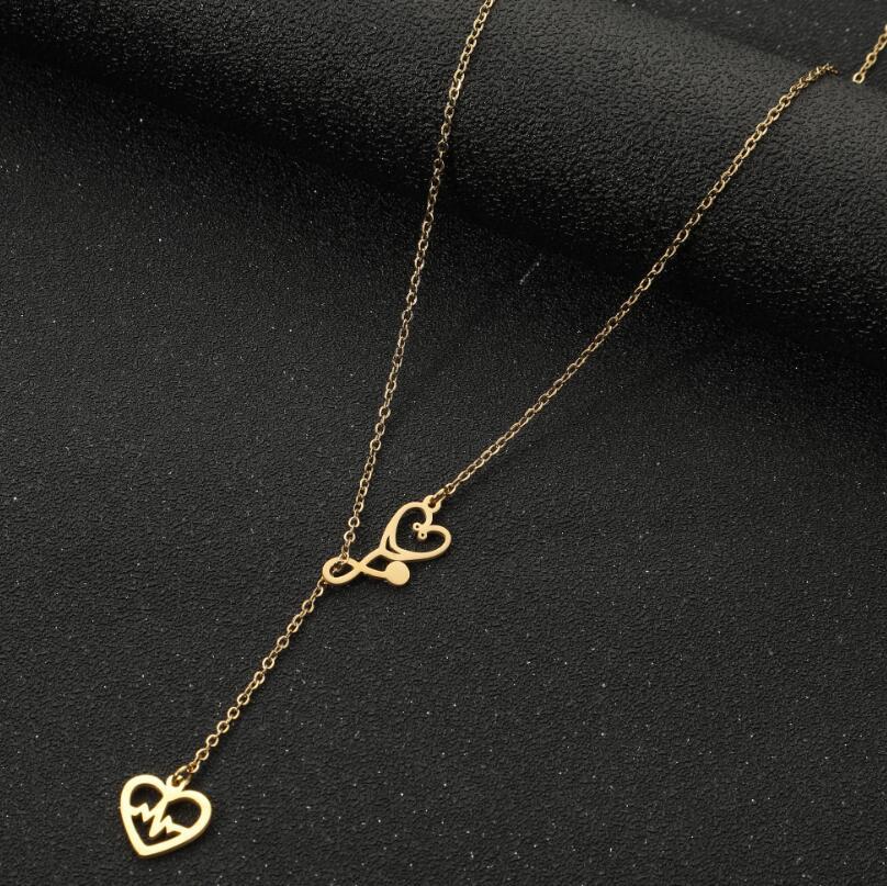 Lucky Number 8 Hollow Out Star Heart Moon Stainless Steel Necklace Pendants For Women Girls Jewelry