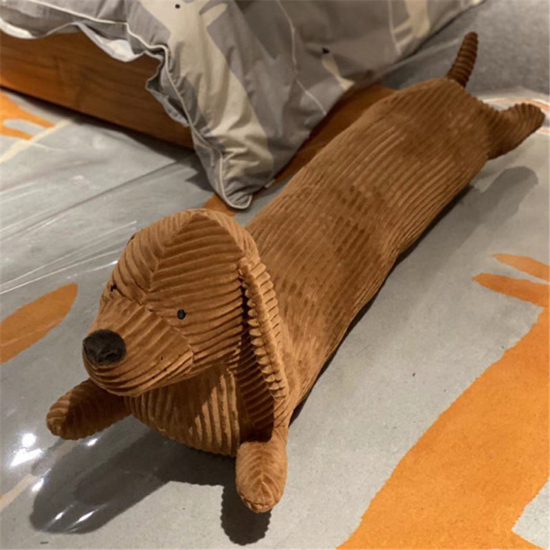 JOYLOVE 55~120cm Dachshund Dog Cushion Lovers Brown Cute British Short-legged Dachshund Dog Pillow Cushion Sofa Gift Plush doll 220406