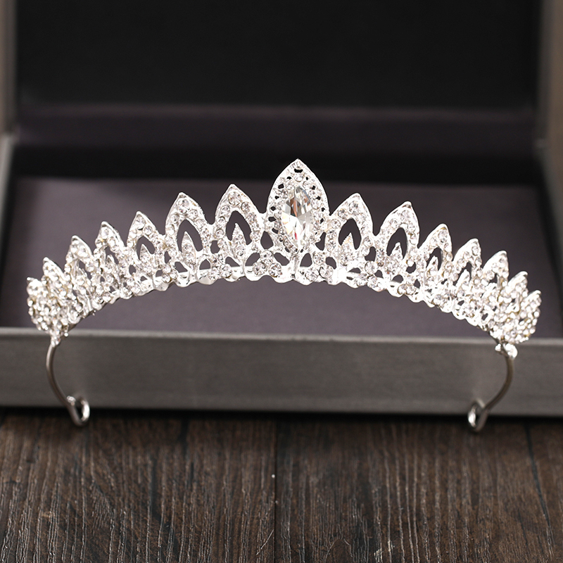 Silver Color Crystal and Tiara Accessories Bridal Tiaras Hair Crown Wedding Headpiece Women Diadem 220726