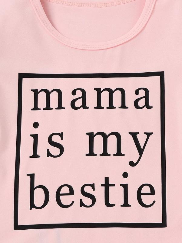 Toddler Girls Slogan Graphic Tee & Camo Print Flap Pocket Pants SHE