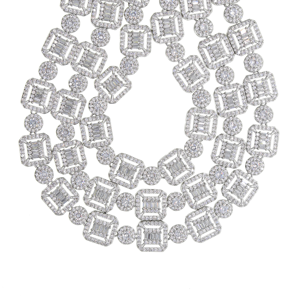 Iced Out Necklace: 5A Cubic Zirconia Geometric Beads Choker for Men & Women