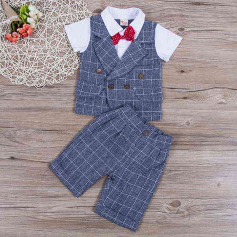 New Toddler Baby Boy Wedding Formal Suit Bowtie Gentleman Tops+Pants Outfit Set 0-4Y AA220316