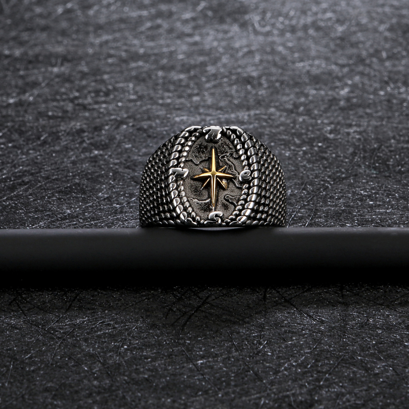 Cool Viking Men Ring Jewelry Antique Plated Plated Gold Stainless Steel Cross Rings for Gift